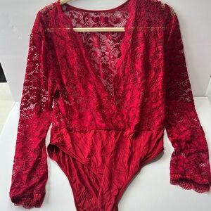 Red Lace Bodysuit